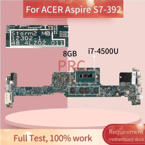 For ACER Aspire S7-392 i7-4500U Notebook Mainboard 12302-1 SR16Z 8GB memory Laptop Motherboard