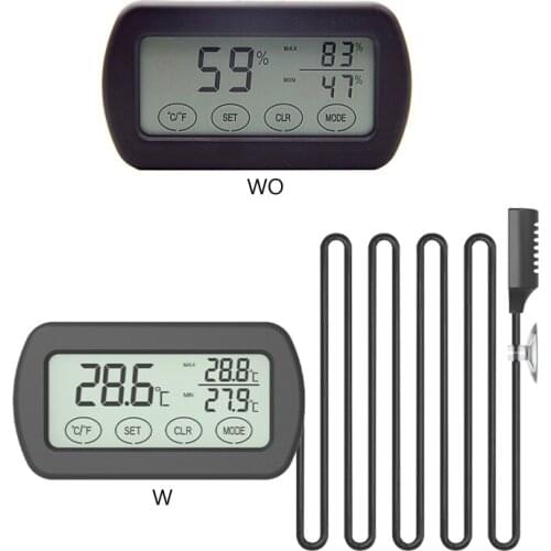 Reptile Pet Box Incubator Egg Hatching Thermometer Hygrometer with Porbe + Touch Screen + Alarm Fuction +Max Min Display