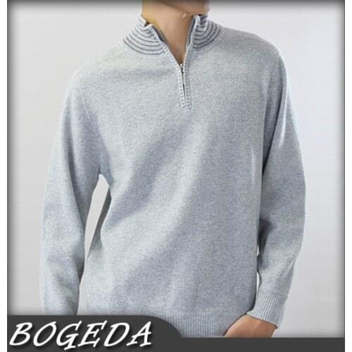 Cashmere Sweater Mens Pullover Thick Gray Green Hand-made Patchwork Natural Fabric High Quality Stock Clearance Free Shipping