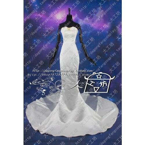 Princess/queen moon Cosplay Costume wedding/withe dress long tail dress