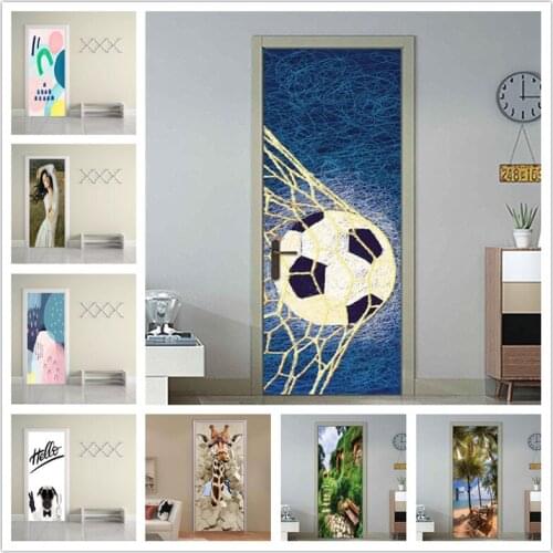 Creative Football Door Sticker PVC Waterproof Sexy Women Printed Door Poster On The Door Home Decor Furniture Renovation Decals