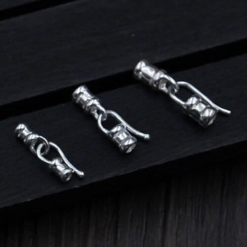 100% 925 Sterling Silver Round Leather Cords End Cap Clasps Necklace Bracelets Connector Clasps DIY Jewelry Making Accessories