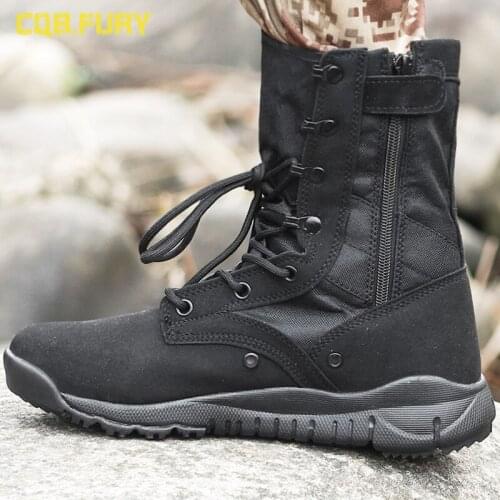 Summer Breathable High-Top Ultra-Light Combat Special Forces Side Pull Army Fan Tactical Desert Hiking Combat Boots