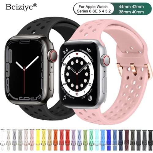 New Fashion Silicone Strap for Apple Watch Band 42mm 38mm 40mm 44mm Series 5 4 Sport Breathable Bracelet for iWatch Band 3 2 1