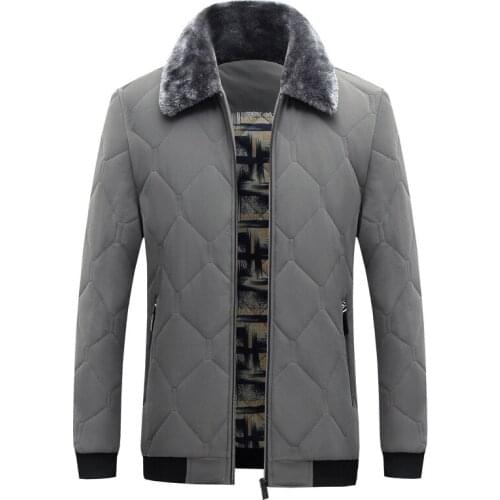 Mens Fur Collar Warm Jacket Winter Parka Windbreaker Cotton Padded Anorak Thick Black Coat Male Casual Autumn Fleece Jacket Men