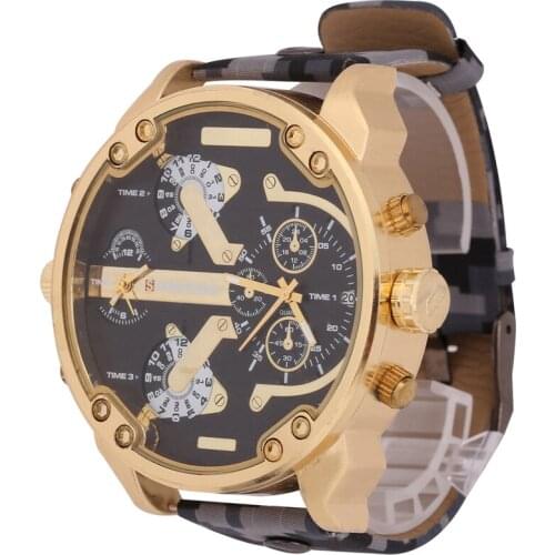Hot Sale Big Case Style Military Watch Men Camouflage Leather Strap Sport Watches For Men Quartz Relogio Masculino D Male Clock