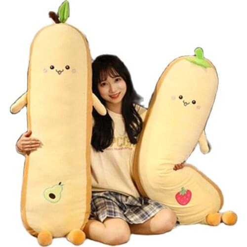 80-130CM Cartoon Fruit Soft Bread Long Throw Pillow toy Sofa Cushion Anti-extrusion Comfortable Bedding Decoration For Girlfrien