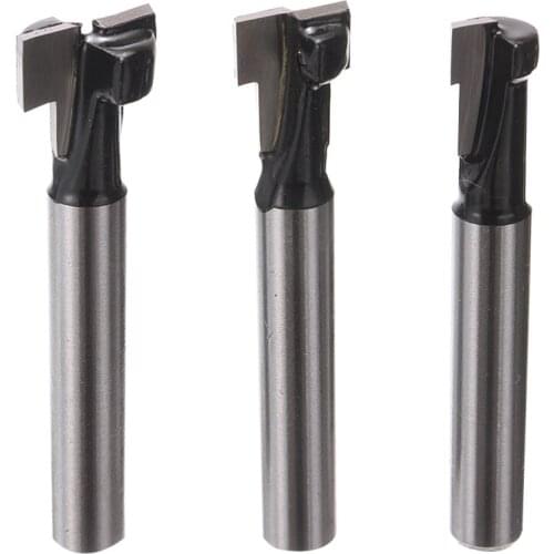 3pcs 1/4" 8mm Shank T-Slot Cutter Router Bit Set Wood Cutter Hex Bolt Key Hole Bit T Slotting Milling Cutter for Woodworking
