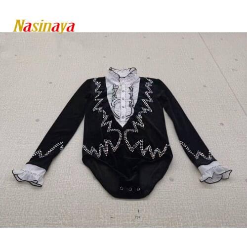 Nasinaya Boys Man Figure Skating Performance Clothing Tops Customized Competition Ice Skating Leotard Kids Velvet