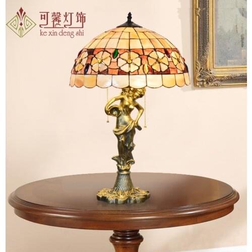 Tiffany Table Lamp shell nature European Baroque Classic for Living Room bedroom E27 110-240V