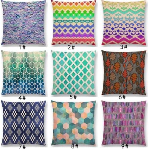 New Blue Lace Moroccan Colorful Geometric Patterns Tribal White Rectangle Prints Cushion Cover Car Sofa Throw Pillow Case