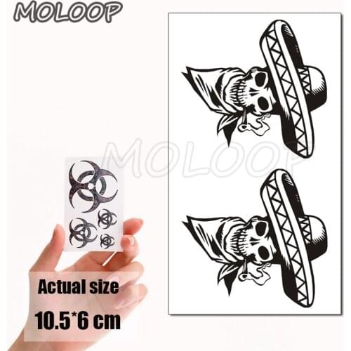 Water Transfer Tattoo Skull Cowboy Smoking Tattoo Body Art Waterproof Temporary Fake Flash Tattoo for Man Woman 10.5*6cm