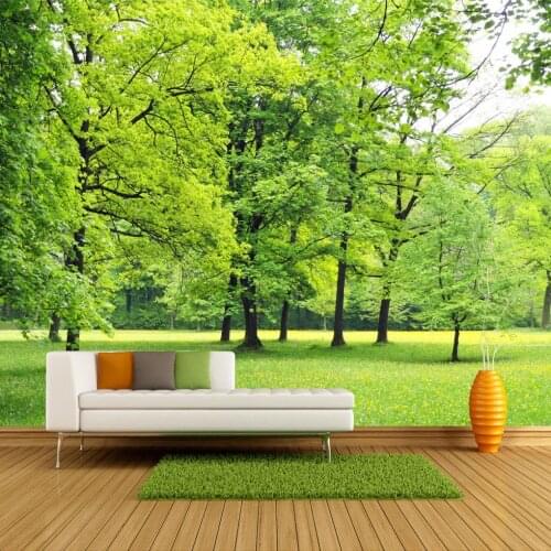 Custom Wall Mural Wallpaper Green Forest 3D Photo Background Wall Decorations Living Room Sofa Bed Room Modern Straw Wallpaper