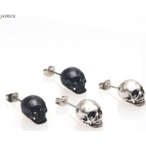 Hot Sale Punk Skull Head Earrings Stud Hip-hop Stud Earrings Unisex Fashion Sliver Jewelry Skeleton Earring