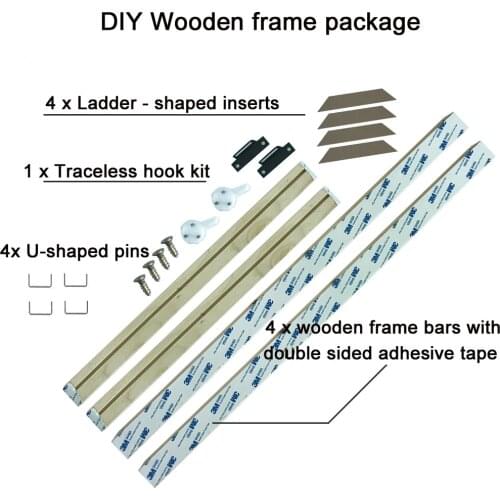 DIY Frame For Canvas Painting Natural Wooden Poster Photos Pictures Easy to Assemble Wall Frame Custom Frame For Home Wall Decor