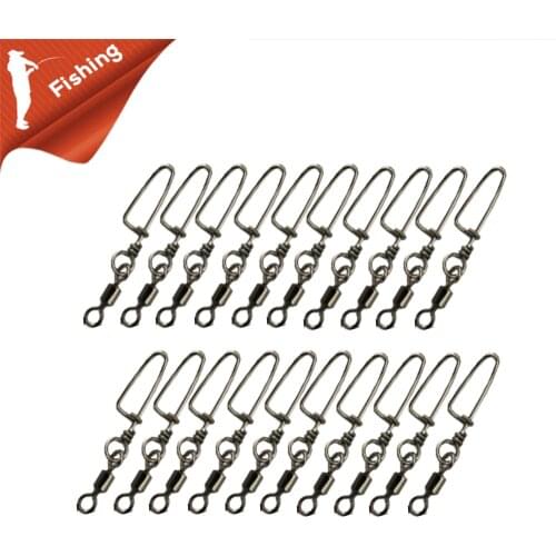20Pcs/lot Ball Bearing Curve Type Pin Stainless Steel Fishing Swivels Snap Rolling Swivel Connector