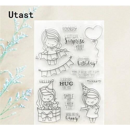 Party Birthday Girl Clear Silicone Stamps /Transparent Rubber Stamp for DIY Scrapbooking /Photo Album Decorative Craft Making