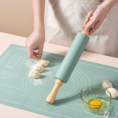 Rolling Pin Solid Wood Household Small Large Chopping Board Set Rolling Pin Artifact Silicone Stick Noodle Stick