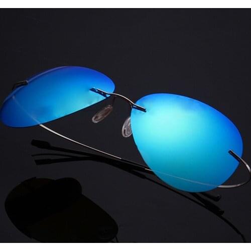 Women Men Retro Fashion Pilot Rimless Mirror Polarized Sunglasses Anti UV Wind-proof Dust-proof