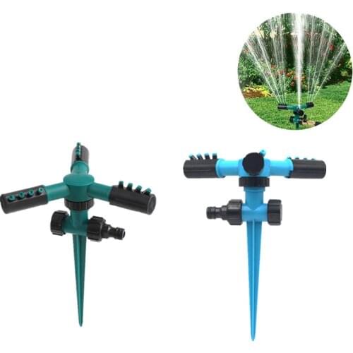 Garden Lawn Sprinklers Automatic Water Sprinkler for Garden Lawn 360 Degree Rotating 3 Arms Water Irrigation System Spike Base