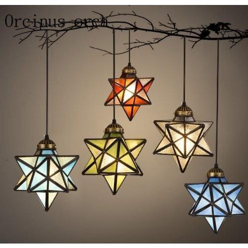 Mediterranean industrial wind chandelier living room restaurant aisle bar simple creative star single head glass chandelier