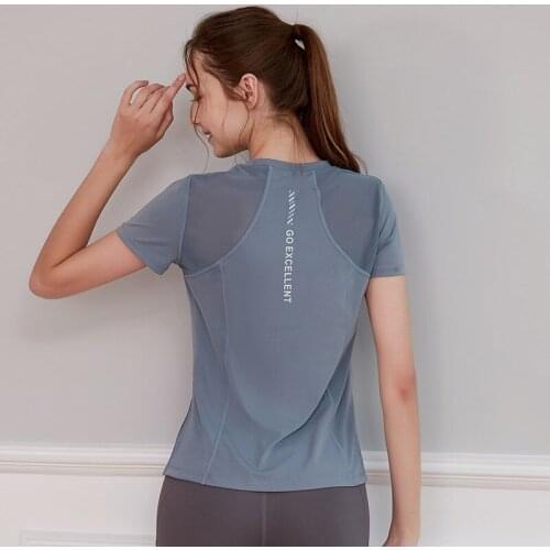 Vansydical Summer Fitness Athletic Tops Loose Running Training T-shirt Women Short Sleeved Mesh Yoga Workout Quick Dry Shirts