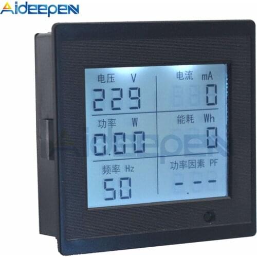 AC 80-300V Voltmeter Ammeter Power Energy Meter LED Digital AC Wattmeter Power Factor Frequency Energy Meter Monitor 0-20A 220V