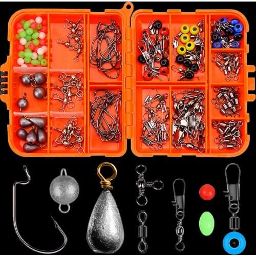 WALK FISH 165pcs/Box Fishing Accessories Kit Box Set With Jig Hooks fishing Sinker Fishing Swivel Snaps Rock Carp Fishing Tackle