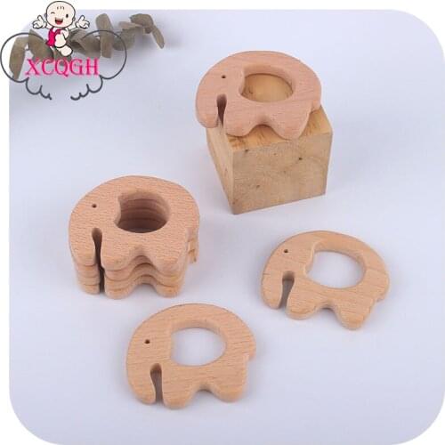 XCQGH 5Pcs Beech Wood Baby Teether Wood Toy for Newborn Infant Cute Elephant Baby Products