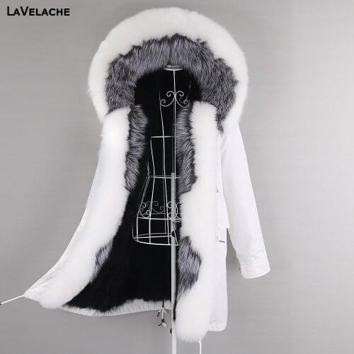 2021 Women Winter Long Jacket Color Matching Parka Waterproof Big Natural Raccoon Fur Collar Thick Warm Real Rox Fur Liner Coat