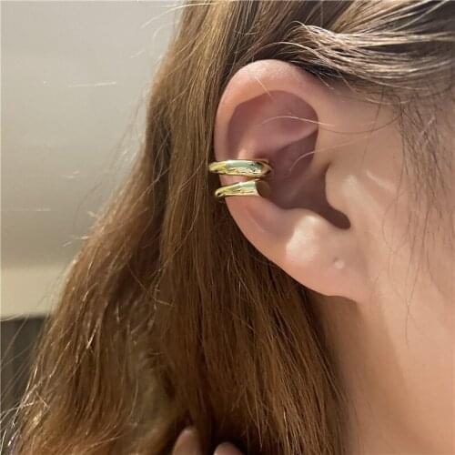 Goth Metal Trio Spiral Clip Earrings for Women Punk Jewelry Vintage Geometric Arc Ear Cuff Gothic Bijoux Wholesale 2021