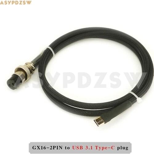 1M GX16-2 Pin to USB 3.1 Type-C plug Pure copper charging cable DC Linear power supply cable