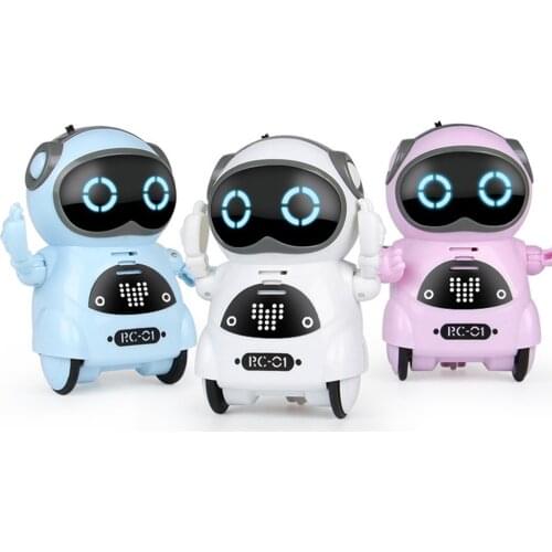1pcs Intelligent Mini Pocket Robot Walk Music Dance Toy Light Voice Recognition Conversation Repeat Smart Interactive Kids Gift