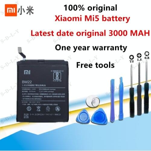100% Original Backup for Xiaomi 5 BM22 Battery 2910 MAh Smart Mobile Phone for Xiaomi Mi5 Mi 5 + Tracking + Tools