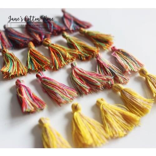 100pcs/bag mixed color cord tessel 2.5cm long cotton tessel multi-color laciness for Handmade materials accesory
