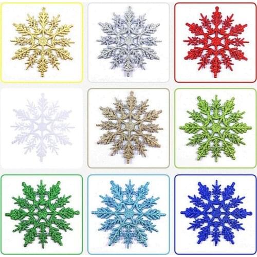 12pcs Gold Powder Plastic Snowflake Frozen Birthday Party Ornaments Christmas Decorations for Home Snow Winter Party Decorations