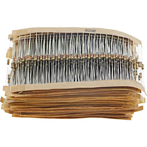 1500Pcs 1/4W 5% Carbon Film Resistor 75 Values Assorted Kit 1 ohm~10M ohm Range
