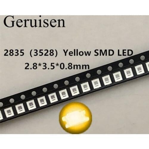 2000PCS/lot SMD LED 2835 Yellow 0.2W 2.0-2.6V 580-590NM PLCC-2 SMD/SMT 2V 3.5*2.8*0.8MM 60Ma 3528 2835 led