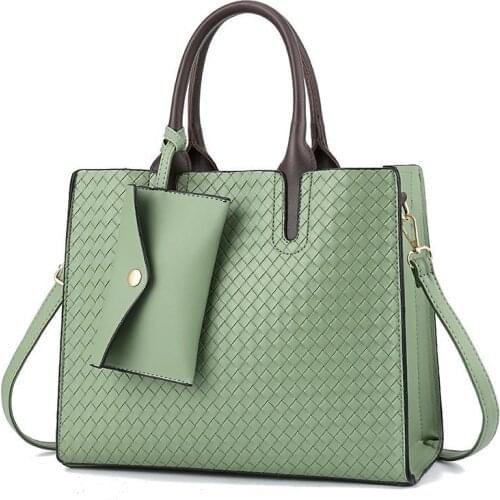 2021 European and American fashion knit big women handbag with purse Large capacity bucket bag for women Shoulder Bags Hand bags