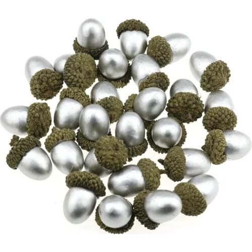 Gresorth 50pcs Fake Silver Acorn Decor Artificial Acorns DIY Craft Material Party Festival Christmas Fruit Decoration