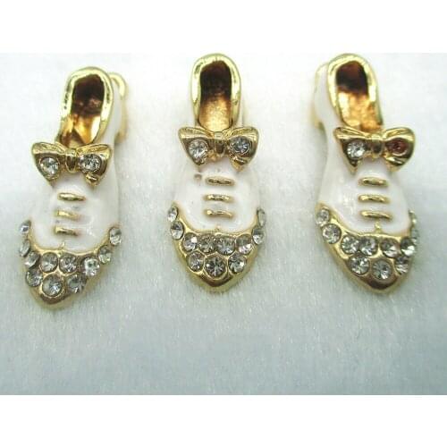 6pcs/Set Gold Leather Shoes Enamel Cubic High Heel Shoes Charm DIY Metal Bracelet Necklace Jewelry Findings XL410