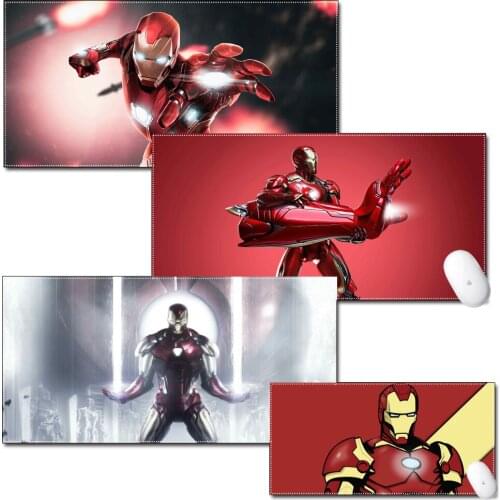 Large Gaming Pad Cartoon 40x80cm 30x60cm Waterproof Multi-size Natural Rubber Desk Mat Iron Man on Fire