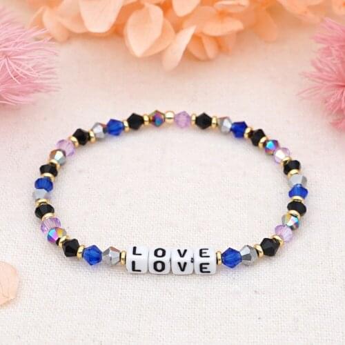 Go2Boho Crystal Beads Bracelet Beaded Braclet LOVE Letter Bracelets 2021 Fashion Jewelry Gift Items For Women Armbanden