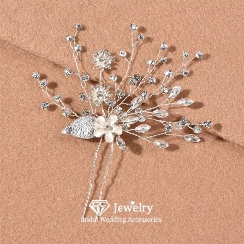 CC Hair Sticks Women Hairwear Wedding Accessories Engagement Jewelry Bridal Headdress Flower Shape Hairpin 100% Handmade M210