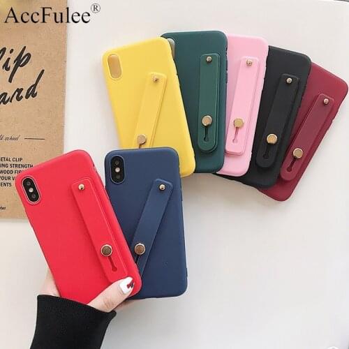 Simple Matte Candy Wrist Strap Hand Band Case for Xiaomi Redmi Note 9S 9 Pro Max 8T 7 Pro 6 5 4X 3 Redmi K20 K30 Pro Stand Cover