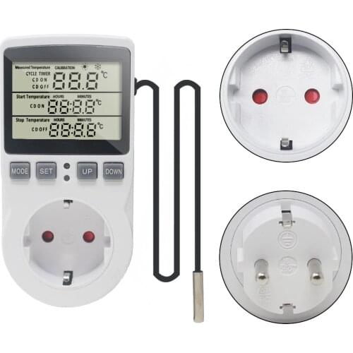 EU Intelligent Temperature Control Meter Timer Switch Socket Heating Refrigeration With Cycle Timing Mode Digital Thermostat 16A