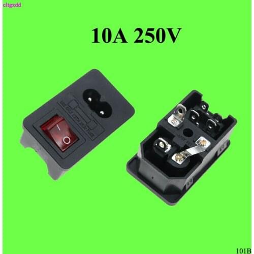 Cltgxdd 1pcs AC 250V 10A 2 Pins C8 Power Inlet Socket Connector socket with fuse with boat small switch three-in-one card
