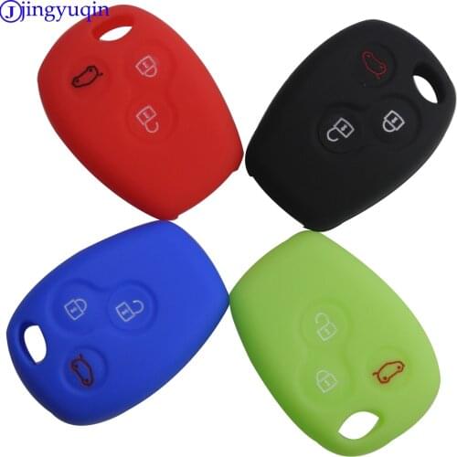 Jingyuqin 10X New 3 Buttons Silicone Rubber Car Remote Key Case Cover For RENAULT Clio DACIA Logan Sandero Trafic Master Kangoo