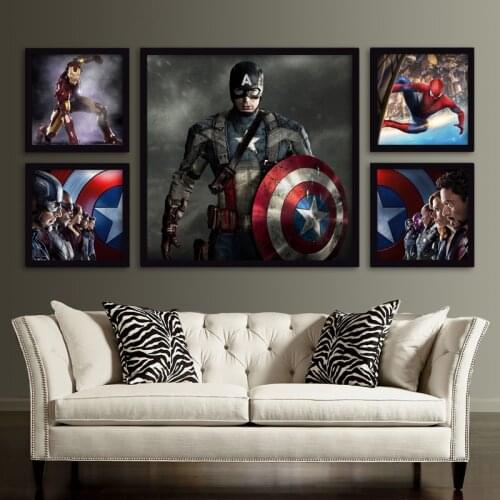 Marvel Avengers Canvas Paintings Iron Man Captain America Square Posters and Prints Wall Art Picture for Living Room Home Decor
