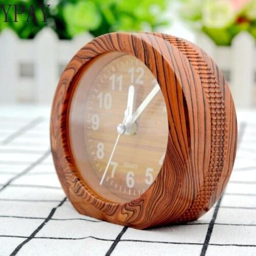 Korean wood digital clock paper round small alarm clock student bedside clock wholesale daily department store gifts